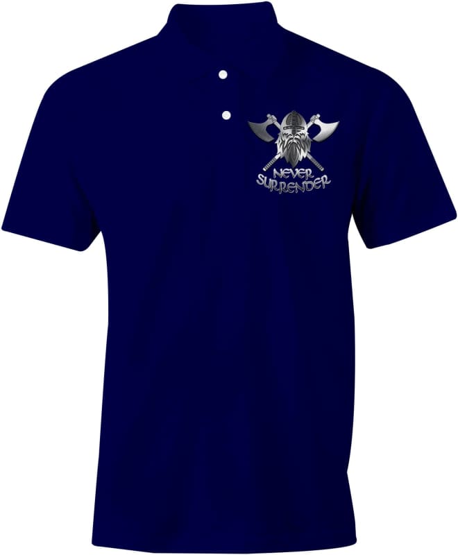 Never Surrender Embroidered Polo Shirt Xs / Navy Blue (Cotton)