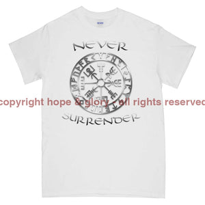 Never Surrender Viking Compass Printed T-Shirt