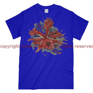 Poppies On Union Flag Watercolour Printed T-Shirt