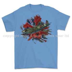 Poppy And Spitfire Lest We Forget Printed T-Shirt