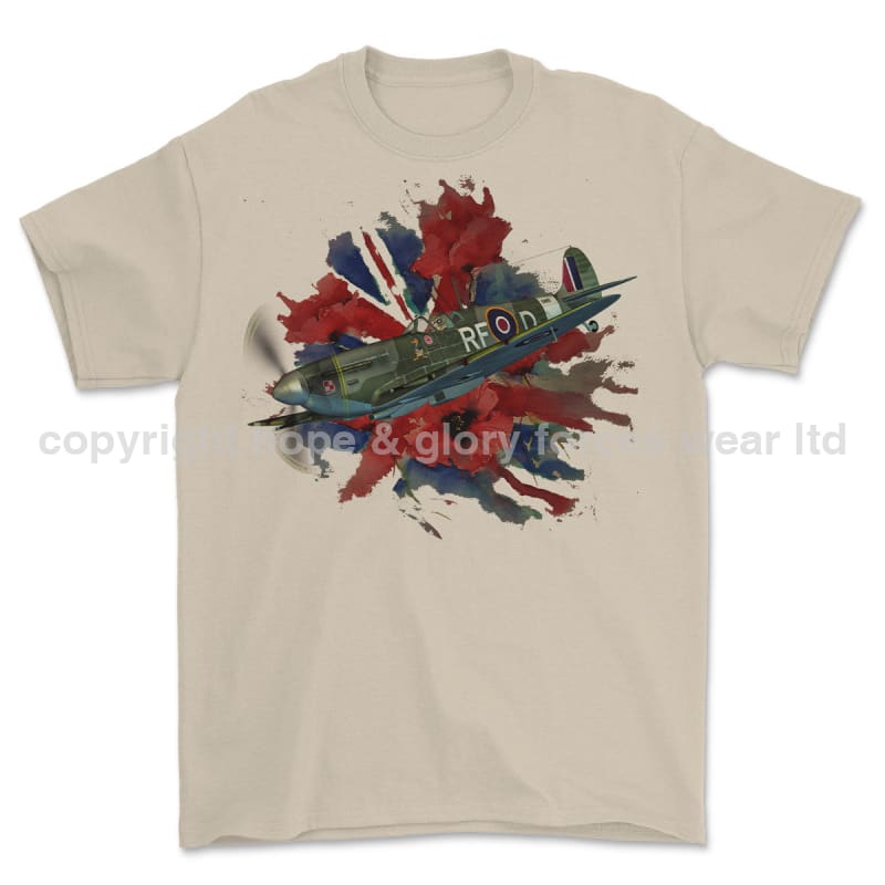 Poppy And Spitfire Lest We Forget Printed T-Shirt