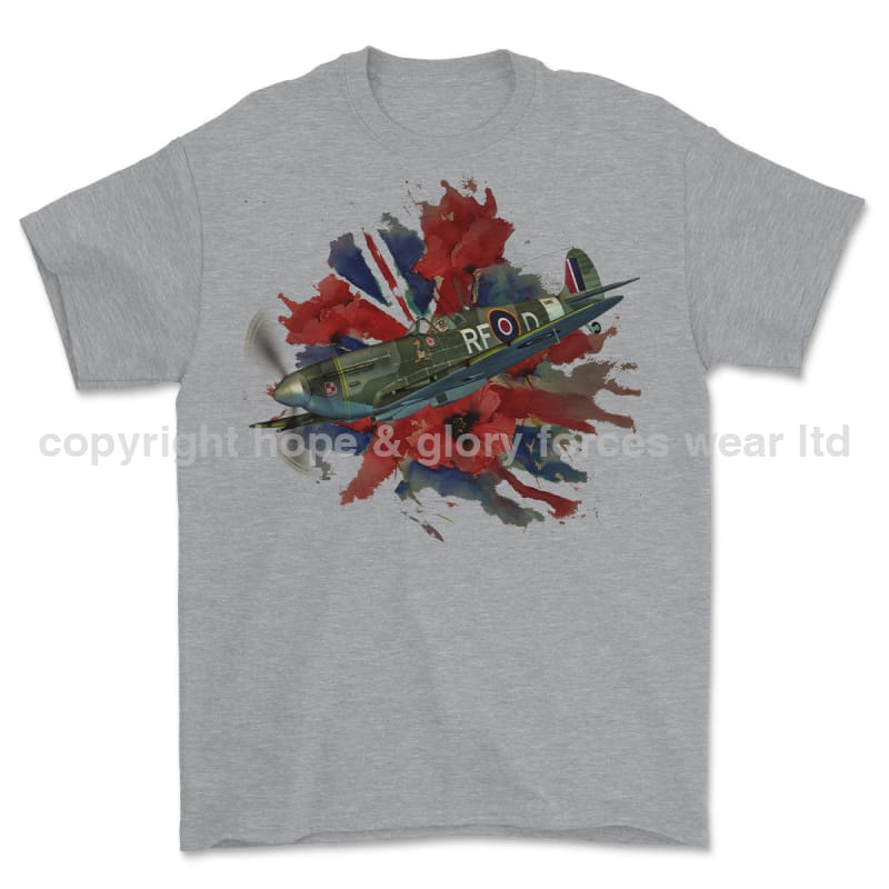 Poppy And Spitfire Lest We Forget Printed T-Shirt