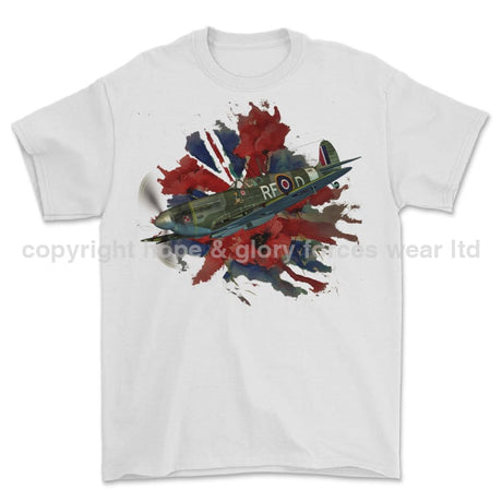 Poppy And Spitfire Lest We Forget Printed T-Shirt