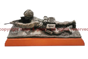 Prone British Army Soldier Cold Cast Bronze Statue