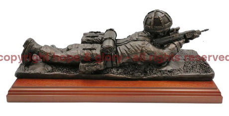 Prone British Army Soldier Cold Cast Bronze Statue