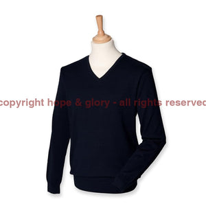 Jumper - Regimental Lightweight Cotton Acrylic V Neck Sweater