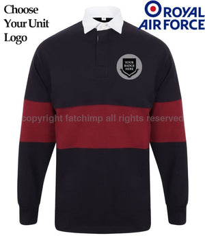 Royal Air Force Units Panelled Rugby Shirt Small - 36/38 Inch Chest / Navy/Burgundy