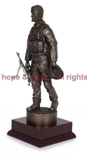 ROYAL MARINE With Pewter GPMG Cold Cast Bronze Statue