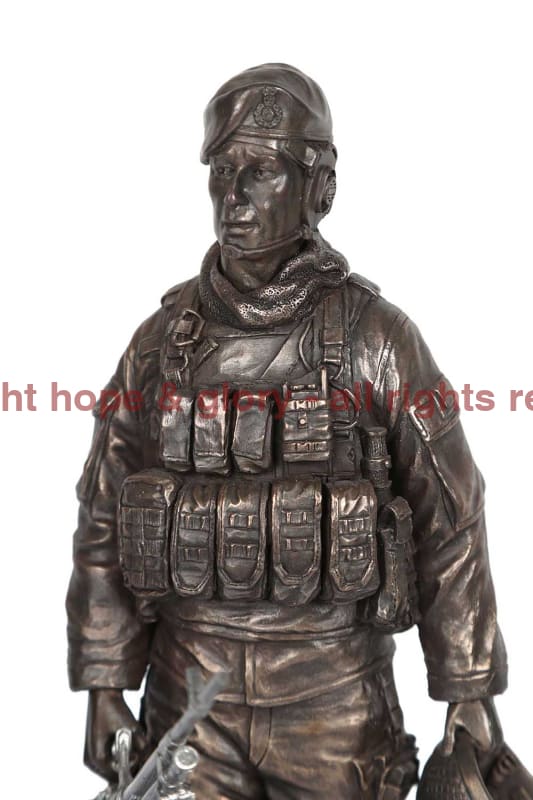 ROYAL MARINE With Pewter GPMG Cold Cast Bronze Statue