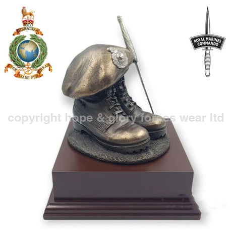 Royal Marines Boots And Beret With Commando Dagger