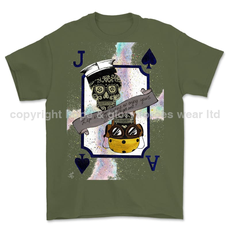 Aircraft Handler Royal Navy Playing Card Art Front Printed T-Shirt