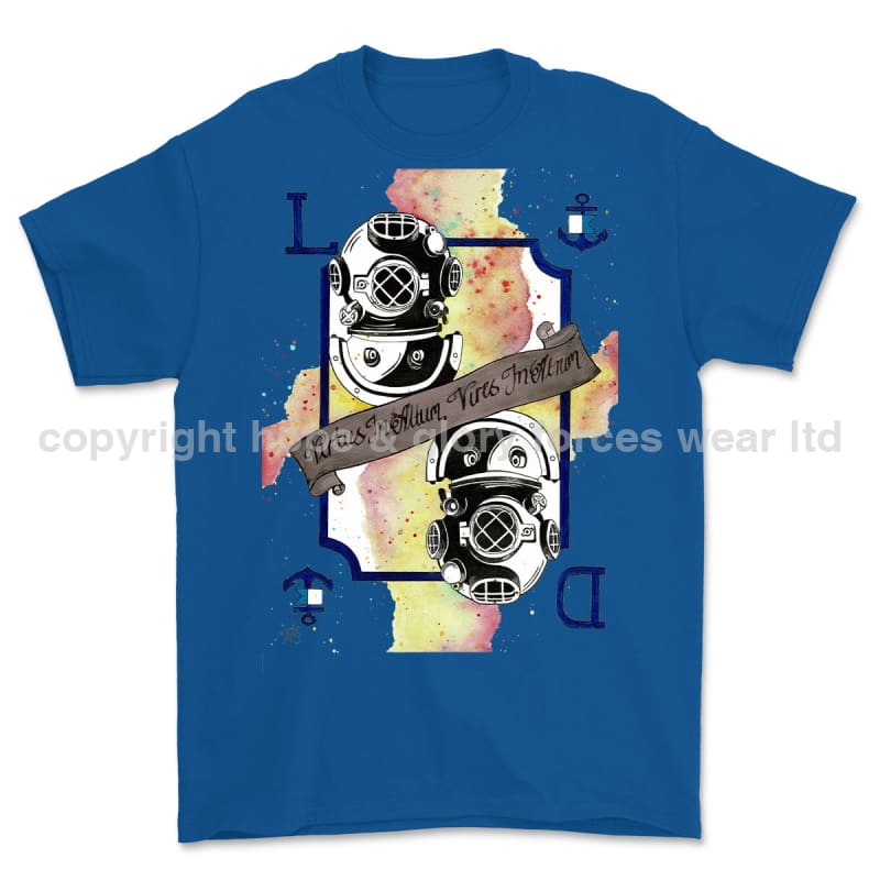 Diver Royal Navy Playing Card Art Front Printed T-Shirt