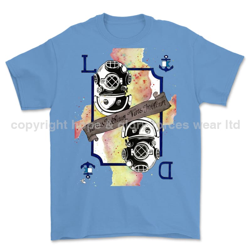 Diver Royal Navy Playing Card Art Front Printed T-Shirt