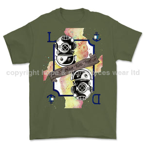 Diver Royal Navy Playing Card Art Front Printed T-Shirt