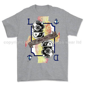 Diver Royal Navy Playing Card Art Front Printed T-Shirt