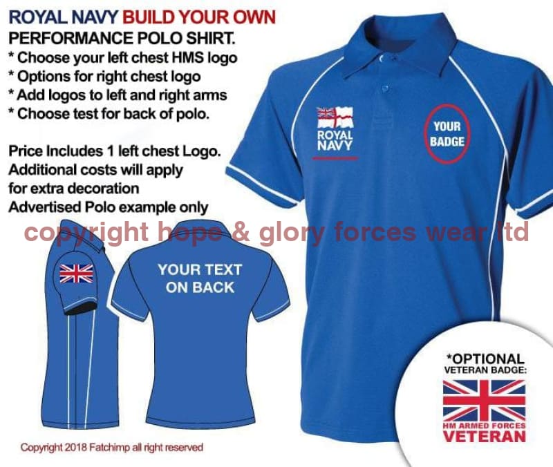 Polo Shirts - Royal Navy (Build Your Own) Men's Performance Polo Shirt