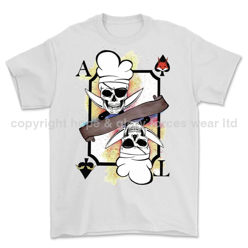 White Mafia Royal Navy Chef Playing Card Art Front Printed T-Shirt