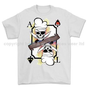 White Mafia Royal Navy Chef Playing Card Art Front Printed T-Shirt