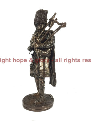 Military Statue - Royal Regiment Of Scotland Piper Cold Cast Bronze Military Statue