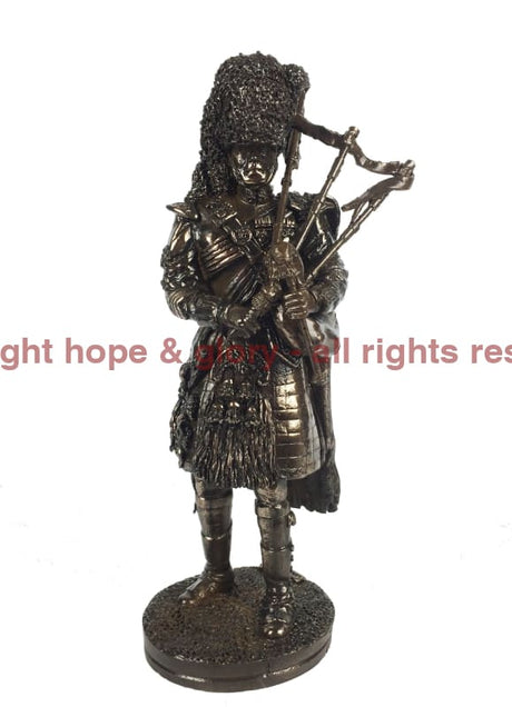 Military Statue - Royal Regiment Of Scotland Piper Cold Cast Bronze Military Statue