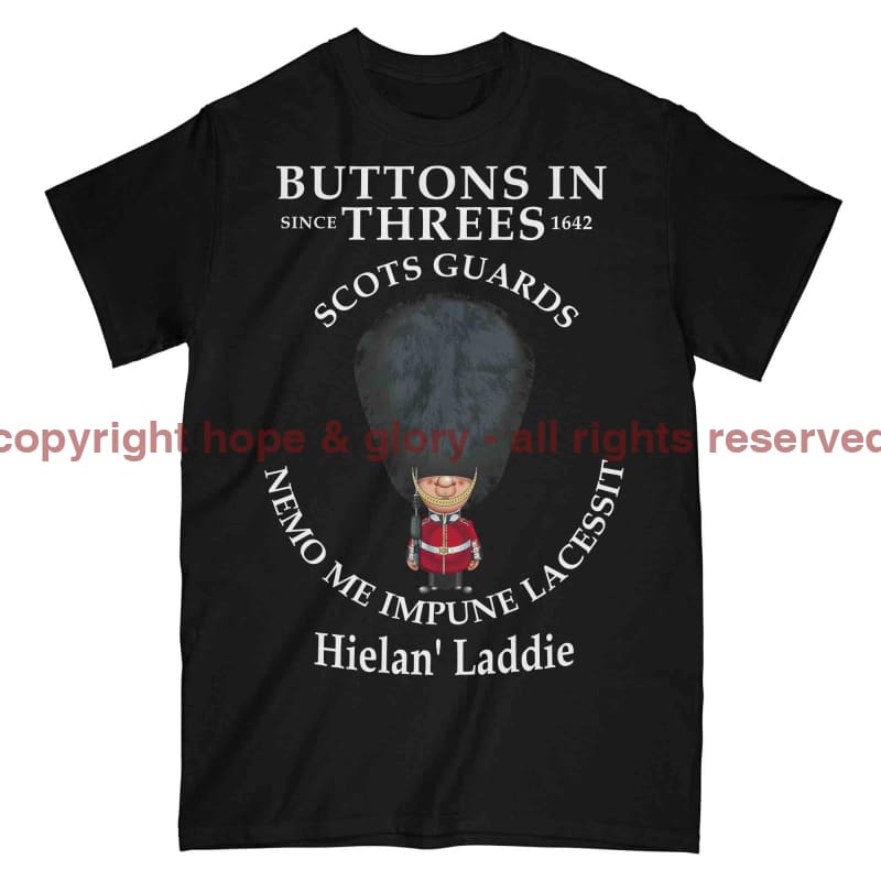 Scots Guards Buttons In Three's Military Printed T-Shirt