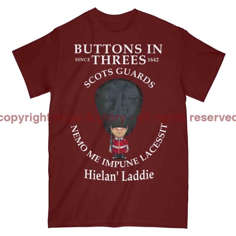 Scots Guards Buttons In Three's Military Printed T-Shirt