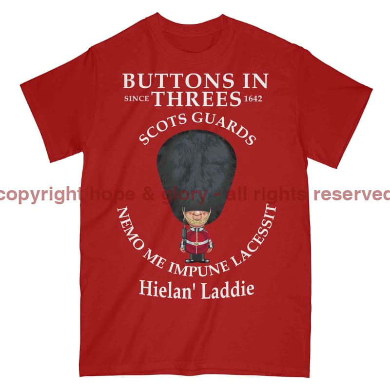 Scots Guards Buttons In Three's Military Printed T-Shirt