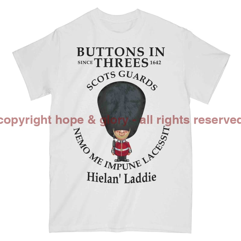 Scots Guards Buttons In Three's Military Printed T-Shirt