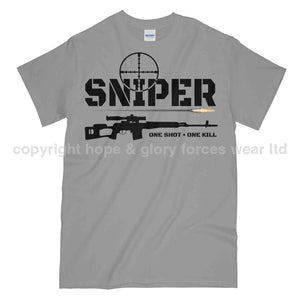 Sniper One Shot One Kill Army Printed T-Shirt