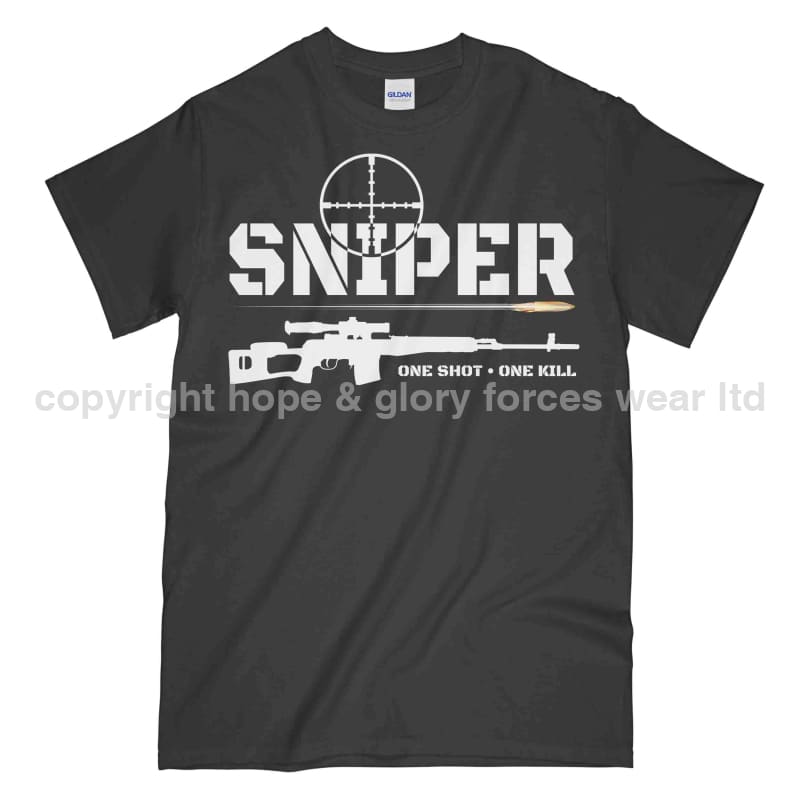 Sniper One Shot One Kill Army Printed T-Shirt