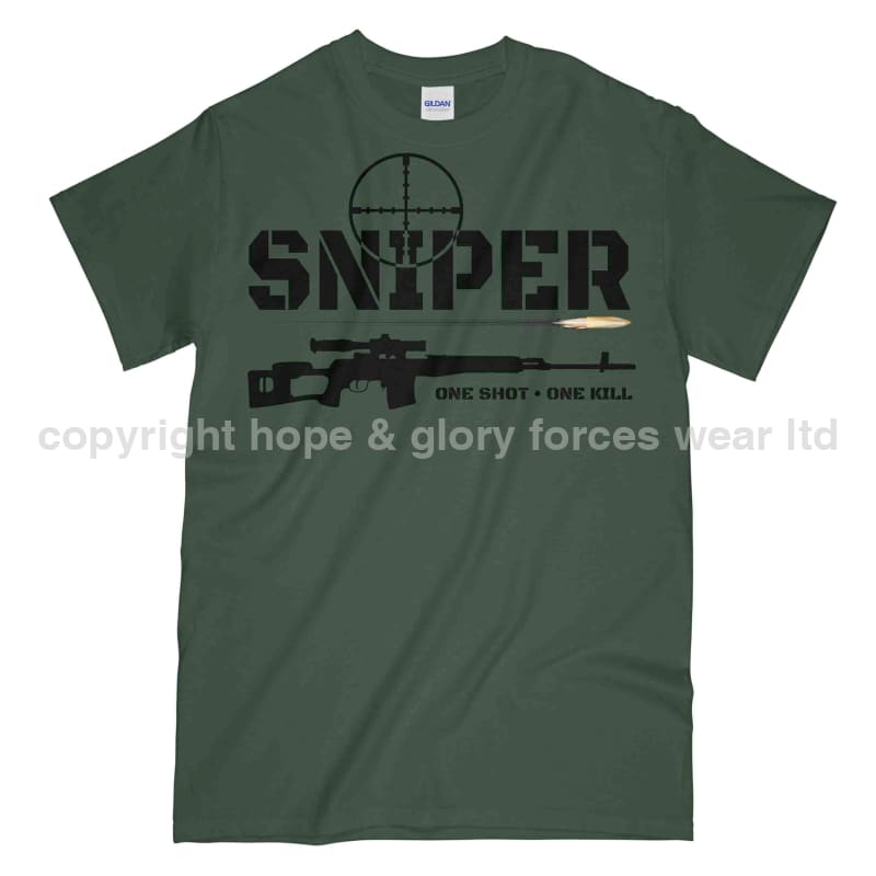 Sniper One Shot One Kill Army Printed T-Shirt