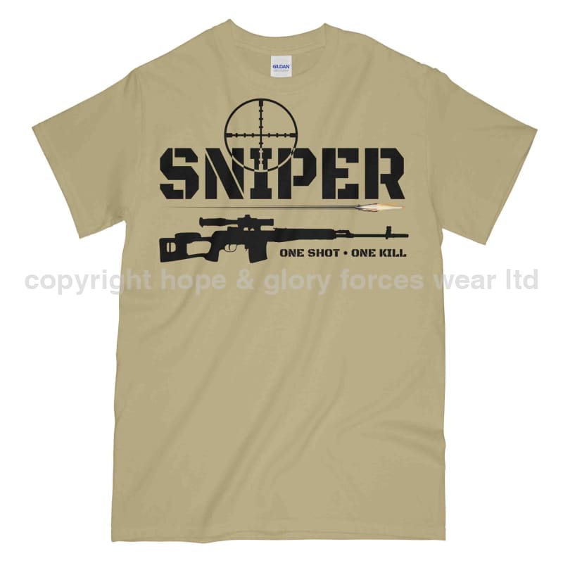 Sniper One Shot One Kill Army Printed T-Shirt