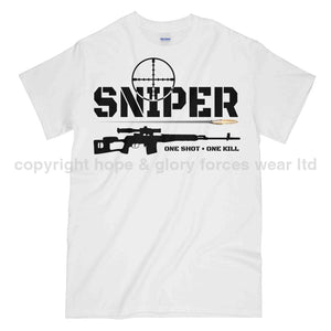 Sniper One Shot One Kill Army Printed T-Shirt