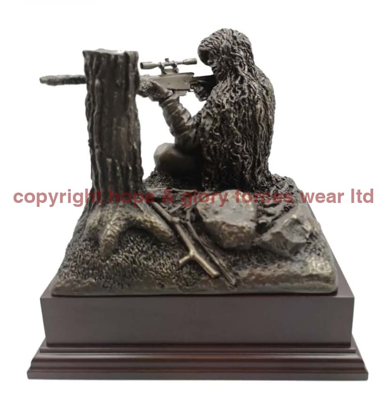 Sniper Sitting Cold Cast Bronze Figurine