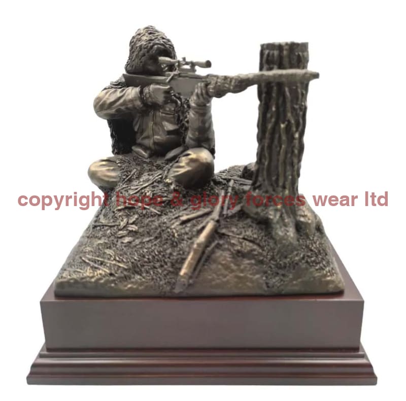 Sniper Sitting Cold Cast Bronze Figurine