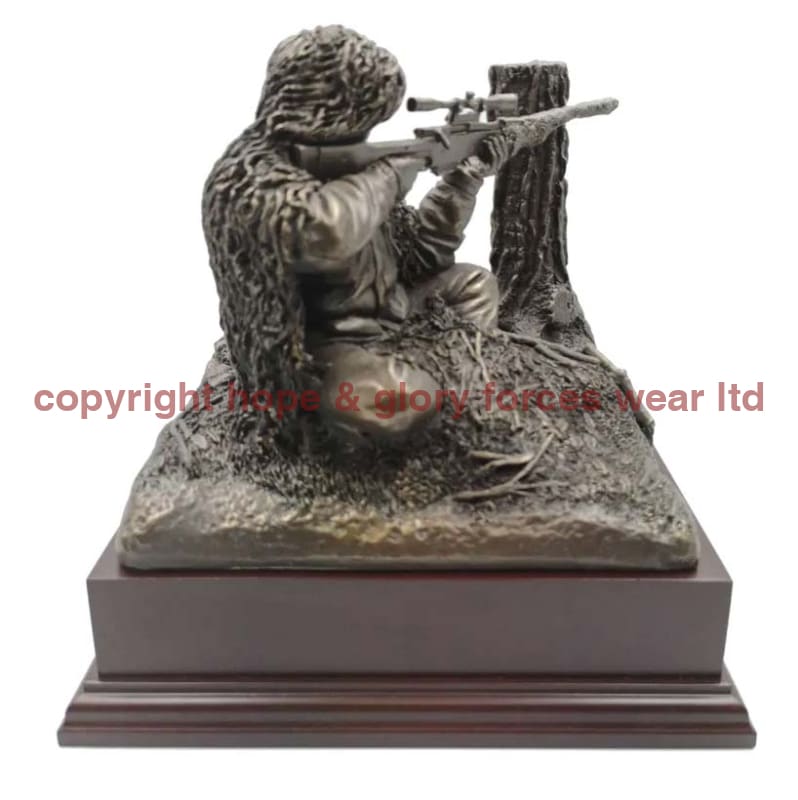 Sniper Sitting Cold Cast Bronze Figurine