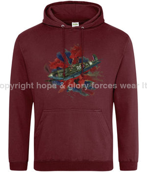 Spitfire On Poppy Union Flag Printed Unisex Hoodie