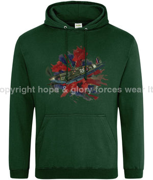 Spitfire On Poppy Union Flag Printed Unisex Hoodie