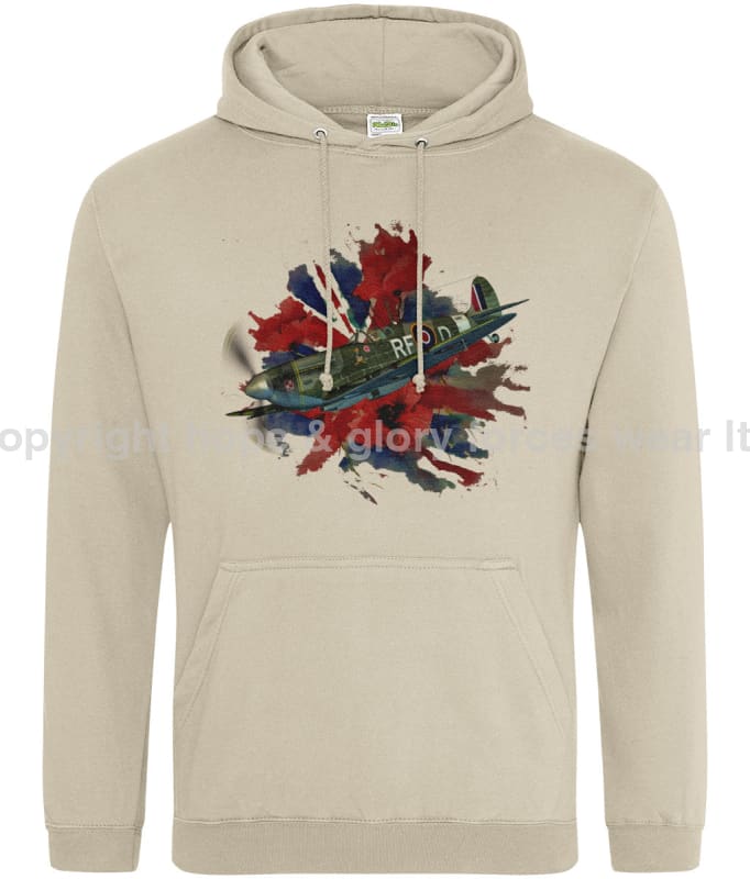 Spitfire On Poppy Union Flag Printed Unisex Hoodie