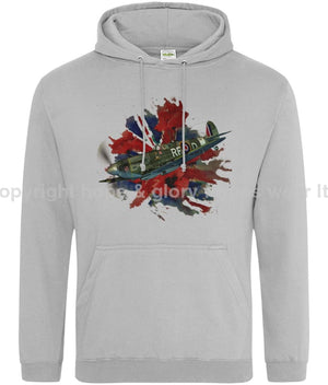 Spitfire On Poppy Union Flag Printed Unisex Hoodie