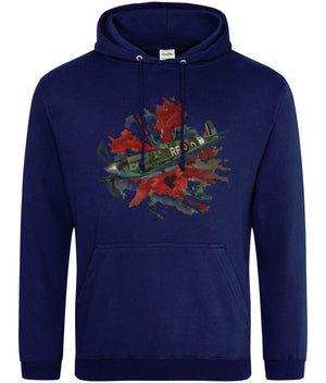 Spitfire On Poppy Union Flag Printed Unisex Hoodie