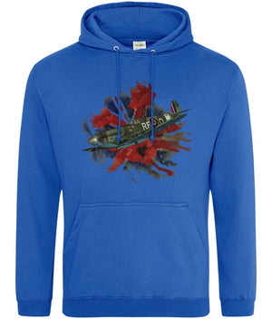 Spitfire On Poppy Union Flag Printed Unisex Hoodie