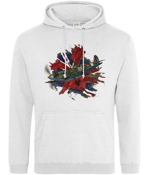 Spitfire On Poppy Union Flag Printed Unisex Hoodie