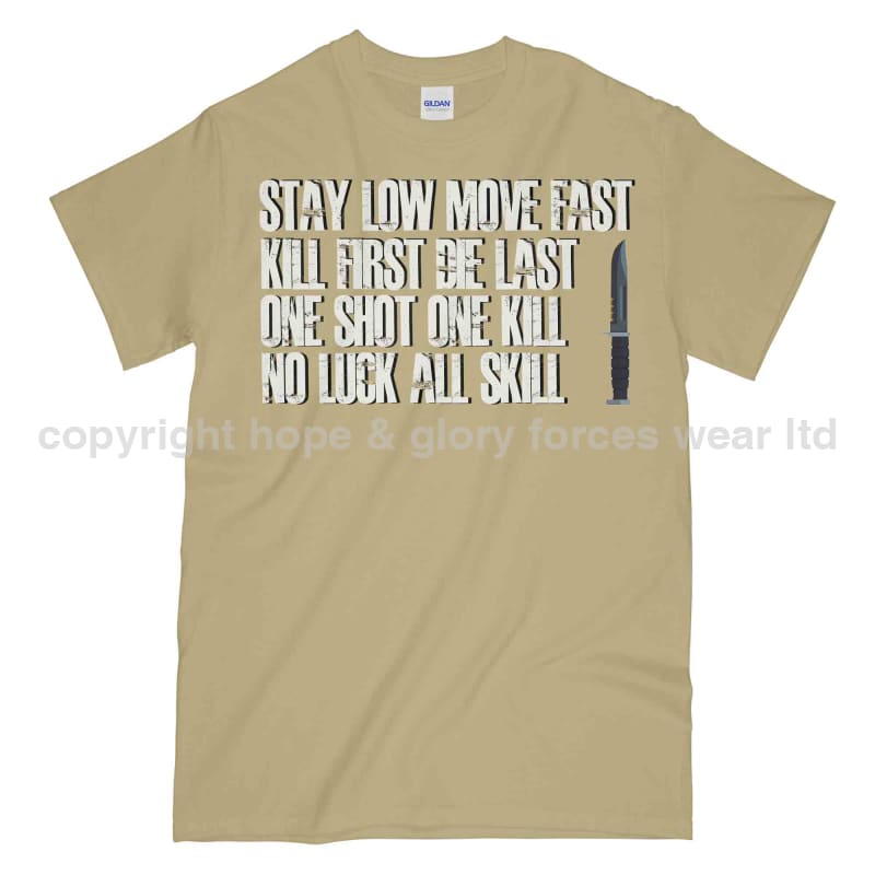 Stay Low Move Fast Army Printed T-Shirt