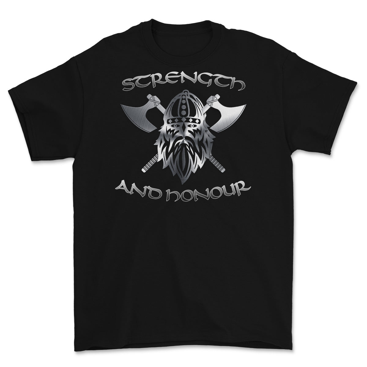 Strength and Honour Double Axe Viking Printed T-Shirt