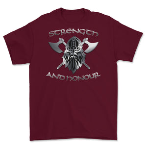 Strength and Honour Double Axe Viking Printed T-Shirt