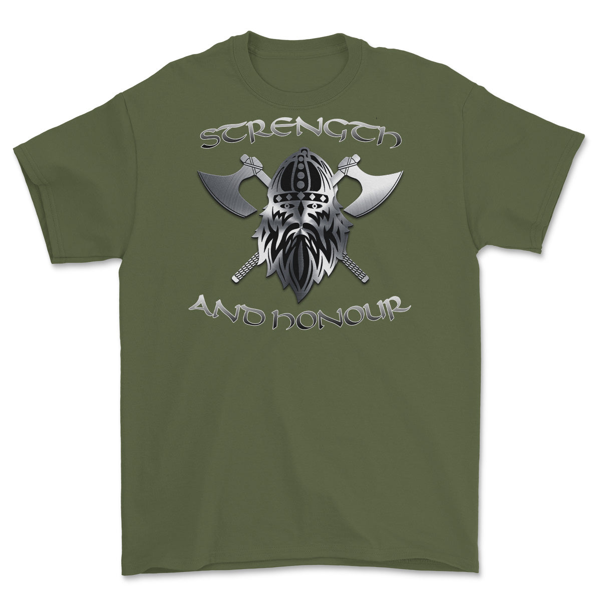 Strength and Honour Double Axe Viking Printed T-Shirt