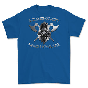 Strength and Honour Double Axe Viking Printed T-Shirt