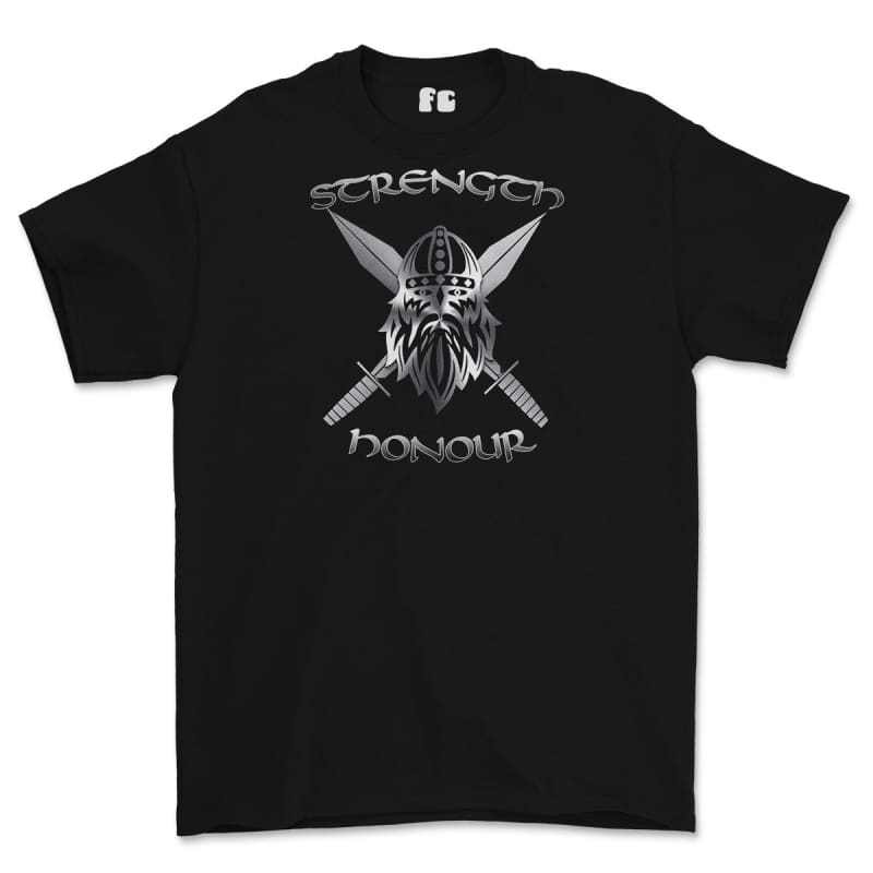 Strength and Honour Cross Swords Printed T-Shirt