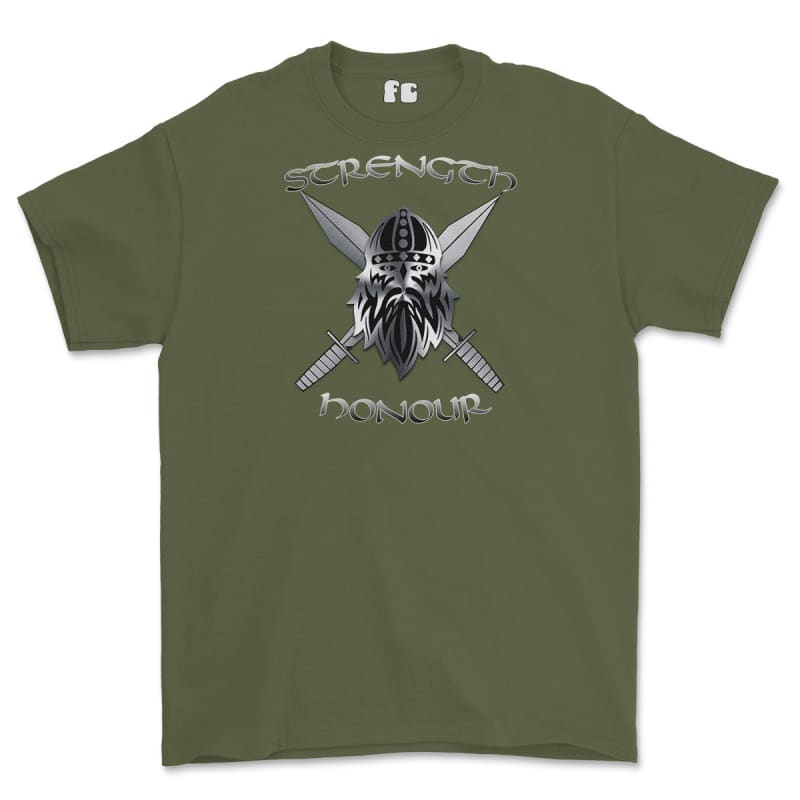 Strength and Honour Cross Swords Printed T-Shirt